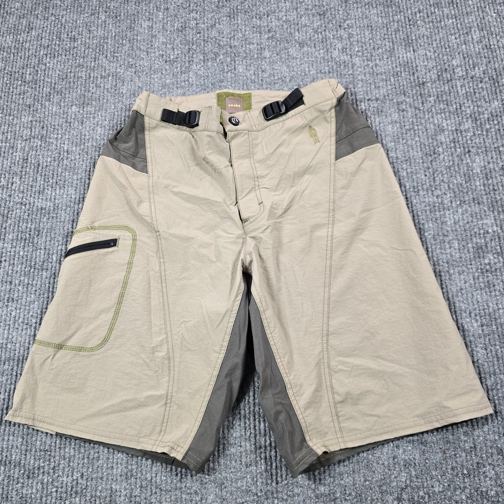 Swobo Baggy Shorts Mens Medium‎ Tan Gray Mountain Bike Cycling Trail Zip Pocket